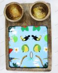 Wood Serving Platter with 2 Bowls - Caribbean