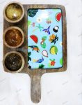 Wooden Serving Platter with 3 Bowls