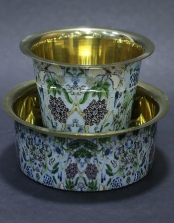 Brass Coffee Tumbler Set - Flower