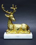 Glossy Golden Deer Figurine with Marble Stand