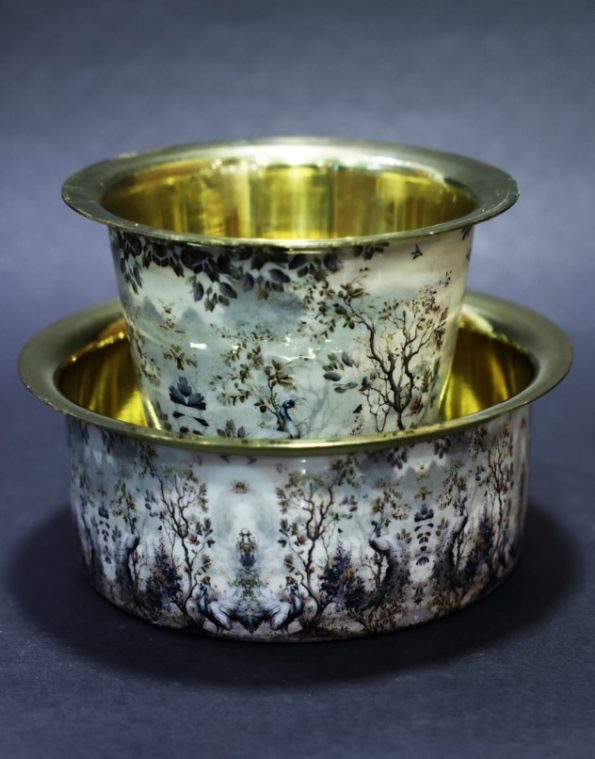 Brass Coffee Tumbler Set - Peacock