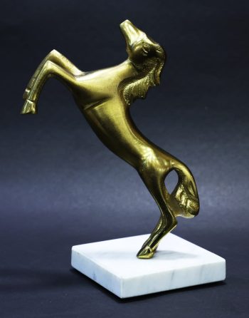 Glossy Golden Horse with Marble Base