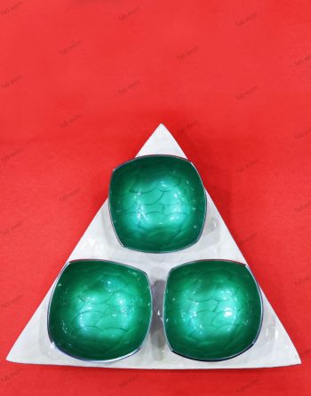 Serving Bowls with Tray - Green